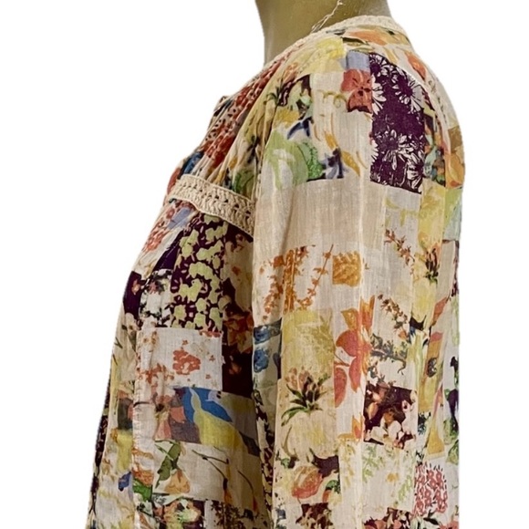 Anthropologie MAEVE Abella Floral CottageCore PINTUCK Babydoll Tunic TOP Size 6 - Picture 5 of 16